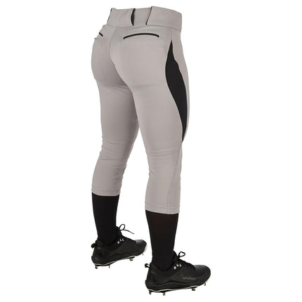 Pantalon de softball CHAMPRO Surge traditionnel taille basse avec liseré tressé de couleur contrastante Gris, Noir