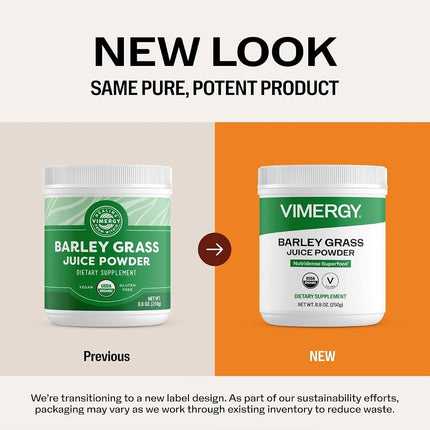 Vimergy USDA Organic Barley Grass Juice Powder – Super Greens Powder Containing Iron, Vitamin C, & Vitamin E – Non-GMO, Gluten-Free, Soy-Free, Vegan & Paleo Friendly – Daily Greens Booster (250g)