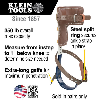 Tree Climber Set, Includes Cushioned Pads, Straps, Leg Irons, Stirrups, Gaff Hooks KLEIN TOOLS CN1907ARL