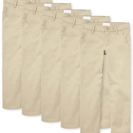 The Children's Place Girls' Skinny Chino Pants, Sandy 5-Pack, 4