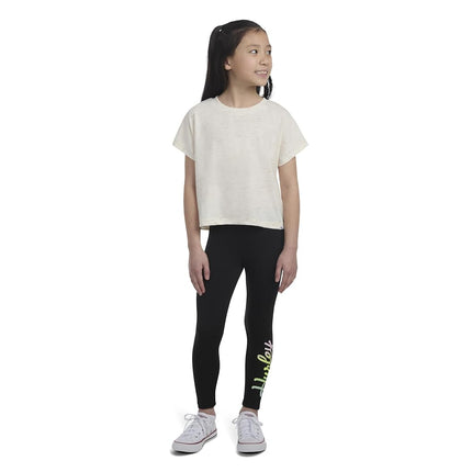 T-shirt basique en maille douce Hurley pour fille, Ivoire pâle, 3T