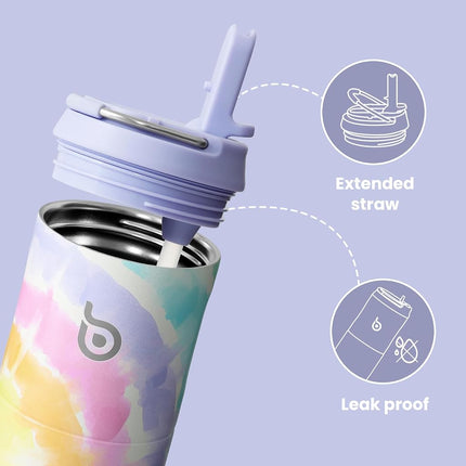 Bottle Bottle Insulated Water Bottle 24oz with Straw Lid and Handle for Sports Travel Gym Stainless Steel Water Bottles Double-Wall Vacuum Metal Leak Proof BPA-Free (Cotton Candy)