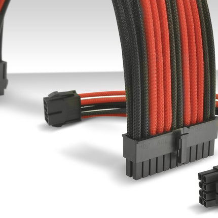 Thermaltake TtMod Kit de câbles d'alimentation gainés ATX/EPS/PCI-E 8 broches/PCI-E 6 broches avec peignes, rouge/noir AC-033-CN1NAN-A1