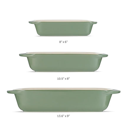 Tramontina Mae 3-Piece Ceramic Porcelain Baking Pans Set, Non Stick Casserole Dishes for Oven, Rectangular Bakeware for Lasagna, Cakes and Loafs (Black)
