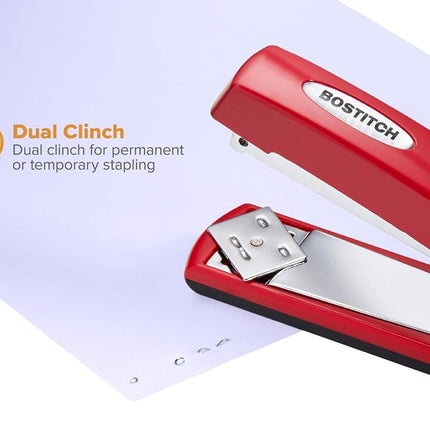 Bostitch Professional All-Metal Executive Stapler, 20 Sheet Capacity, Red