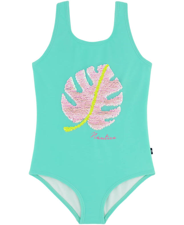 Nautica Girls' One-Piece Swimsuit with UPF 50+ Sun Protection, Quick Drying Bathing Suit, Cockatoo Palm, 12-14