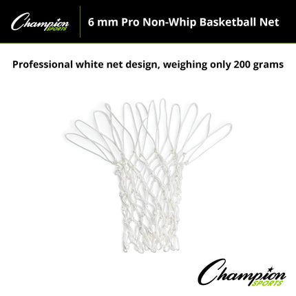 Champion Sports 6 mm - 200 g - Red de baloncesto - Ganchos que no se enredan - Blanco