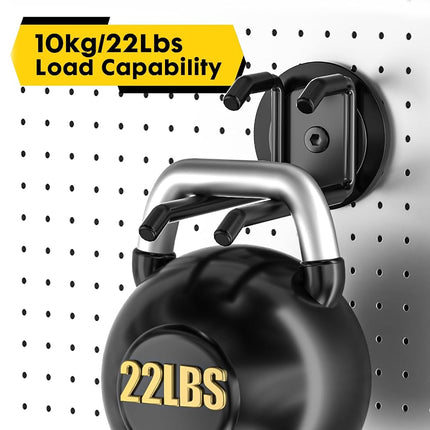 Lvoess Strong Magnetic Hooks Heavy Duty - 2 Pack Rare Earth Magnets for Garage Utility Storage 20lb Hold | Hang Ladder, Power Tools, Toolbox, Shovel, Broom, Extension Cord(E-Blackpro 2)