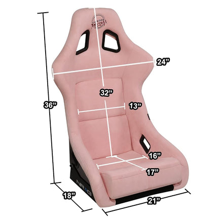 NRG Innovations NRG-FRP-302PK-PRISMA Universal Fixed Back Bucket Racing Seat for 6-Point Harnesses, Size L, Pink Seat Cover