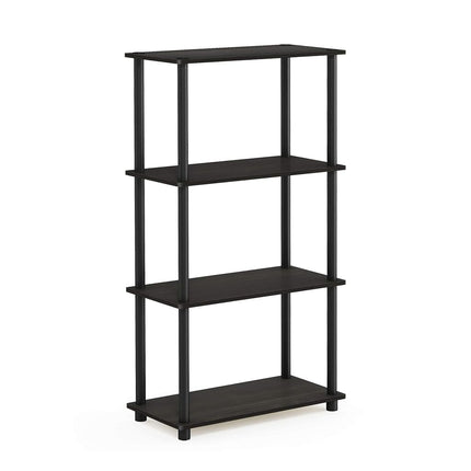 Furinno TURN-N-TUBE Storage Shelves, 4-Tier Toolless Book Shelf, Corner Shelf, Toolless Open Shelves, for Organization and Storage, Living Room, Garage, Home Office, Espresso