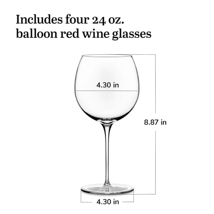 Libbey Signature Balloon Wine Glass Gift Set of 4, 24-Ounce, Kentfield Red (24 oz)