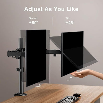 ErGear Dual Monitor Stand for 13 to 32 Inch Screens, Dual Monitor Arm Ergonomic Viewing Angle - Adjustable Tilt 90°/ Swivel 180°/ Rotate 360°/ VESA 75/100mm