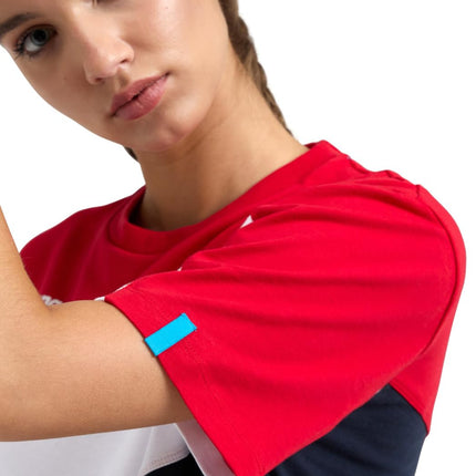 ARENA Men's Colour Block T-Shirt, Red-White-Navy, XS