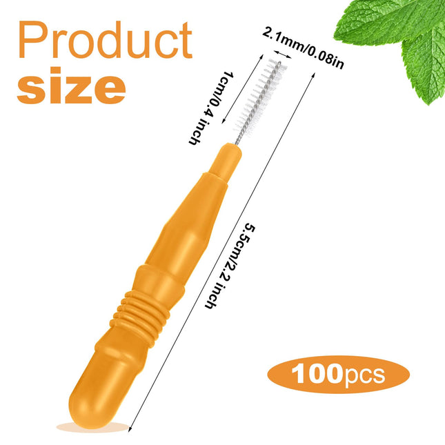 BBTO 100 Pcs Braces Dental Brush Flosser for Cleaner Interdental Brush Toothpick Tooth Flossing Head Oral Dental Toothpick Cleaners Cleaning Tool(Orange)