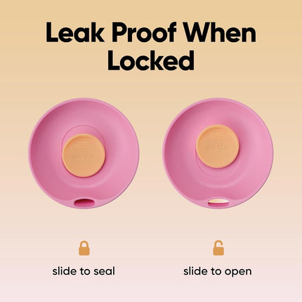Gobelet à café Owala SmoothSip Slider en acier inoxydable isolé, Tasse à café glacé réutilisable, Tasse de voyage pour café chaud, Sans BPA, 355 ml, Rose/Beige (Daybreak)