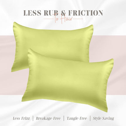 Elegant Comfort Silky and Luxurious 2-Piece Satin Pillowcase Set for Healthier Skin and Hair, Hidden Zipper Closure and Beautifully Packaged, Satin Pillowcase Set, King, Pistachio Green