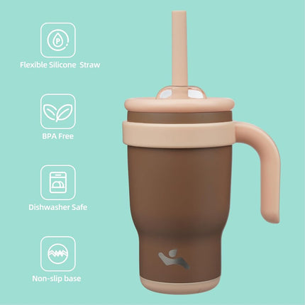 Konokyo Insulated Tumbler with Handle 14 OZ Brown