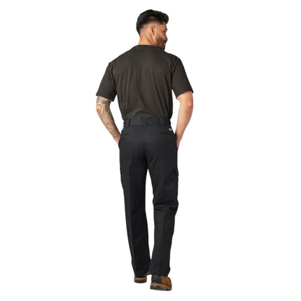 Dickies Men's Relaxed Fit Straight Leg Cargo Work Pant, Black, 38x30