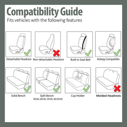 FH GROUP FH-FB351115 All Purpose Flat Cloth Built-In Seat Belt Seat Covers Solid Black Color, Airbag compatible and Split Bench W. FH1002 Non-Slip Dash Pad- Fit Most Car, Truck, Suv, or Van