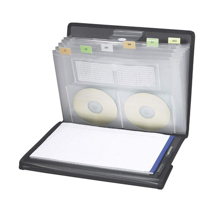 Padfolio with Expanding File, 10-7/8"x13-1/2, Black