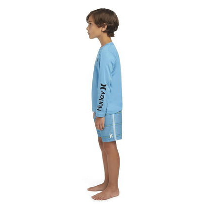 Hurley Boys' Long Sleeve UPF 50+ Rash Guard Swim Shirt, Neptune Blue Heather, 4