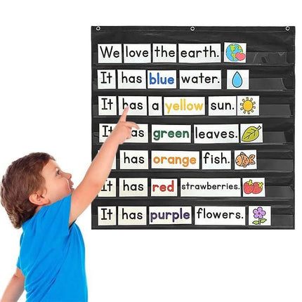 Godery Black Standard Pocket Chart for Classroom or Homeschool Teaching Supplies 7 Pocket Chart (Black)