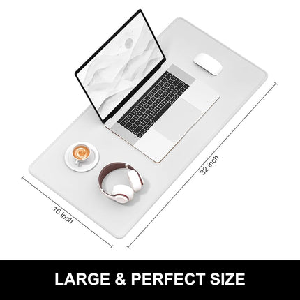Hsurbtra Desk Pad, 32" x 16" Premium-Textured Desk Mat, Stitched Edge Anti-Slip Waterproof Rubber Mouse Pad, L Extended Computer Mat for Office Gaming Laptop Keyboard Space Gray