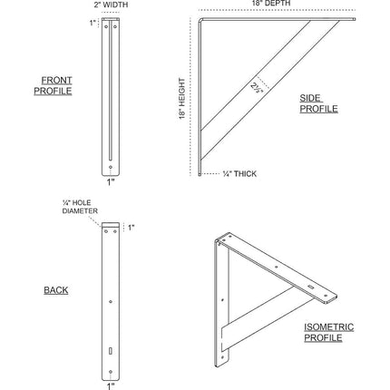 Ekena BKTM02X18X18TRCRS 2-Inch Width x 18-Inch Depth x 18-Inch Height Traditional Bracket - Steel