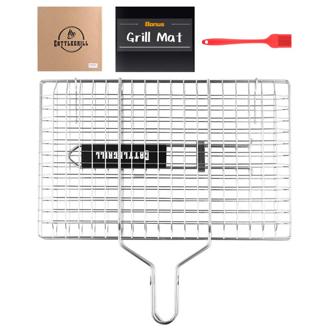 Cattlegrill Foldable BBQ Fish Grill Basket with 43