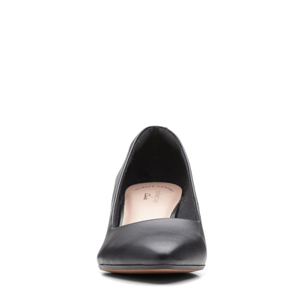 Clarks Women's Linvale Jerica Pump, Black Leather, 6.5 UK Wide