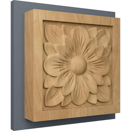 Ekena Millwork ROS03X03DGMA Medium Dogwood Flower Rosette, 3 1/2-Inch x 3 1/2-Inch x 3/4-Inch, Maple