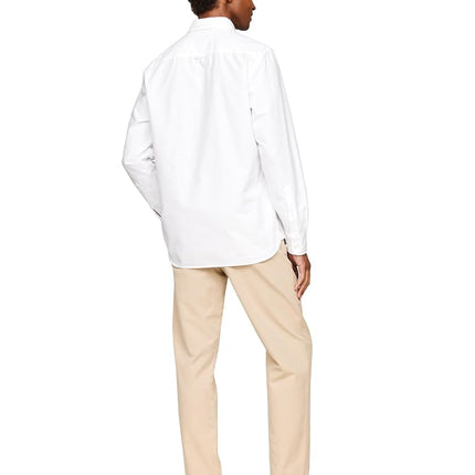 Tommy Hilfiger Long Sleeve Oxford Regular Fit, Men's Button Down Shirts, Also Available in Big and Tall, Optic White, S
