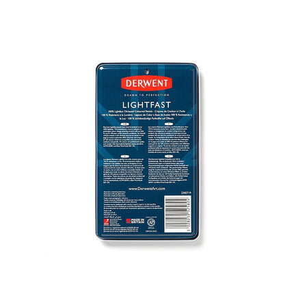 Derwent Lightfast Pencils Set Of 12 In Tin, 4mm Round Core, Premium Core Strength, Creamy Texture, Ideal For Fine Art Drawing & Colouring, Professional Quality, 2302719