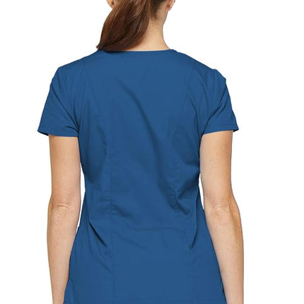 Dickies EDS Signature Scrubs for Women, Contemporary Fit V-Neck Womens Tops in Soft Brushed Poplin 85906, Royal, XXL Plus