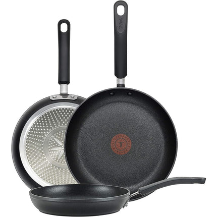T-fal Professional Lot de 3 poêles antiadhésives avec indicateur de chaleur Thermo-Spot, 20, 25 et 30 cm, Noir, E938S374