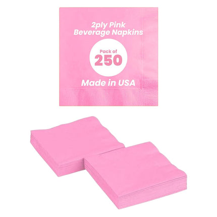 Perfectware 2 Ply Pink Beverage Napkins- Pack of 2