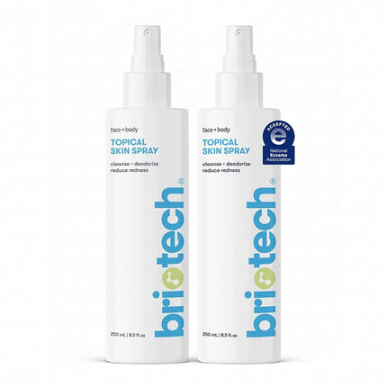 BRIOTECH Espray Tópico para la Piel, Espray de Ácido Hipocloroso para Piel Sensible, Bruma Facial de HOCl, Soporte Corporal Completo contra Irritaciones, Calma el Enrojecimiento, Suaviza Pies y Cuero Cabelludo, 8.5 oz (Paquete de 2)