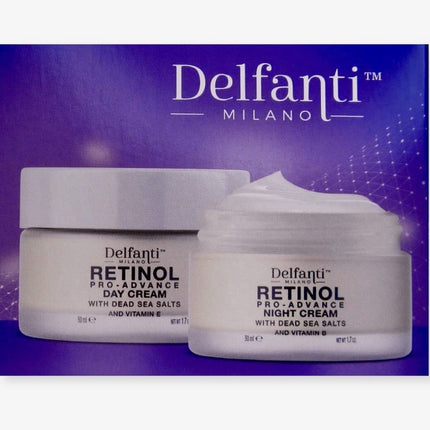 DELFANTI Milano | Retinol Pro-Advance Duo Pack with Dead Sea Salt - Day + Night Cream | 2X50mL