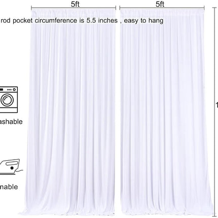 AK TRADING CO. 10 feet x 10 feet IFR Polyester Backdrop Drapes Curtains Panels with Rod Pockets - Wedding Ceremony Party Home Window Decorations - White