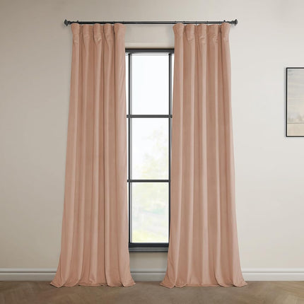 HPD Half Price Drapes Heritage Plush Velvet Curtains 108 Inches Long Room Darkening Curtains for Bedroom & Living Room 50W x 108L, (1 Panel), Peach Blossom