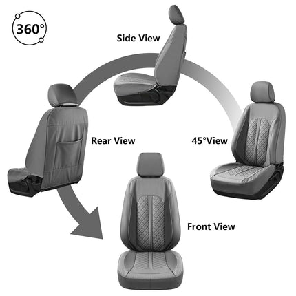 Truckiipa Ram 1500 Seat Covers Leather Automotive Seat Covers Custom Fit for 2009-2018 Dodge Ram 1500, 2010-2025 Ram 2500 3500 Crew Mega Cab, 2019-2025 Ram 1500 Classic Only, Front Pair, Grey