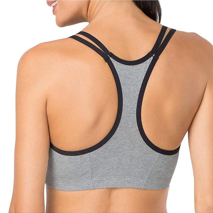 Fruit of the Loom Women's Spaghetti Strap Cotton Pull Over 3 Pack Sports Bra in Fashion Colors, Opaque, Grey Heather/Navy Heather/Black, 36 (Pack of 3)