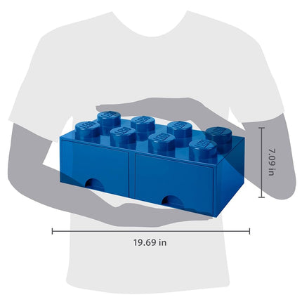 Lego Brick Drawer, 8 Knobs, 2 Drawers, Stackable Storage Box, Bright Blue
