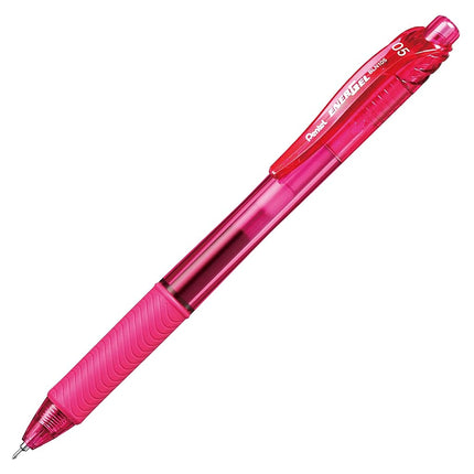 Pentel EnerGel-X Retractable Liquid Gel Pen (0.5mm) Needle Tip, Fine Line, Pink Ink, Box of 12 (BLN105-P)