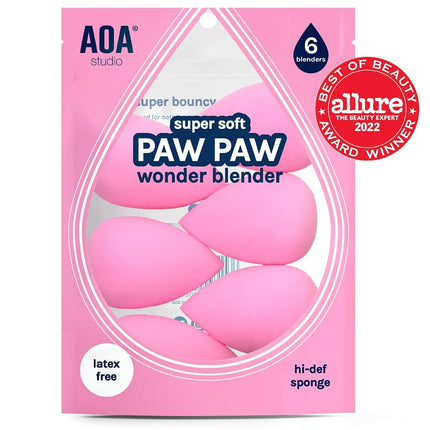AOA Studio Collection MiNi Makeup Sponge Set Makeup Blender Latex Free and High-definition Set of 6 Makeup Blender For Powder Cream and Liquid, Super Soft Wonder Blender Beauty Cosmetic 3 Tear Drop + 3 Beveled Shape (Pink)…