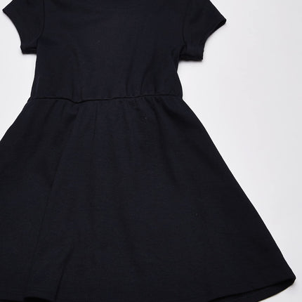 Nautica Girls' School Uniform Short Sleeve Polo Dress, Navy Front Tie, 12-14
