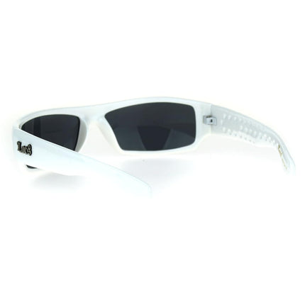 Locs Mad Dog Hardcore Gangster Cholo Narrow Rectangular Sunglasses, White, One Size