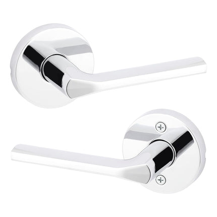 Kwikset Lisbon Interior Passage Door Handle, Round Lever for Closet and Hallway Doors, Reversible Non-Locking Handle Lever, Polished Chrome