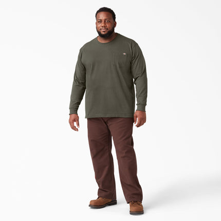 Dickies Men's Long Sleeve Heavyweight Crew Neck T-Shirt, Moss Green, 2T