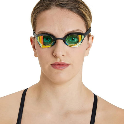 ARENA Cobra Ultra Swipe Mirror Unisex Adult Racing Swimming Goggles, Swimming Pool Goggles with Curved Mirror Lenses, Anti-Fog, UV Protection, 5 Interchangeable Nose Bridges
